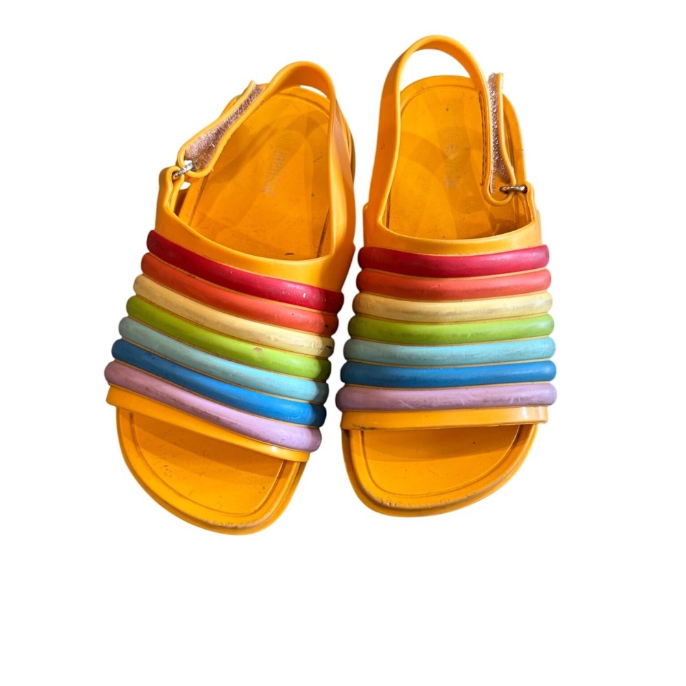 Melissa Rainbow Slides Sandals Yellow‎ Toddler Girls, Comfy Colorful Shoes